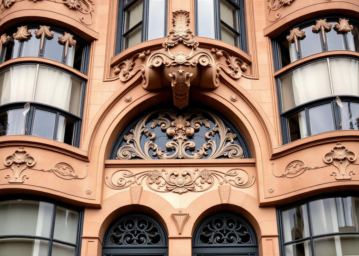 Detail secesního průčelí s ornamenty